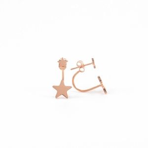 Rose Gold Star Ear Jacket Earrings Small Double